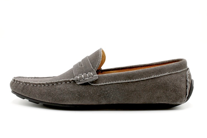 Mocassins gris en cuir - haute qualité pour homme