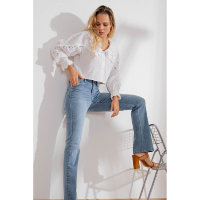 Jeans bleu bootcut regular taille haute - femme