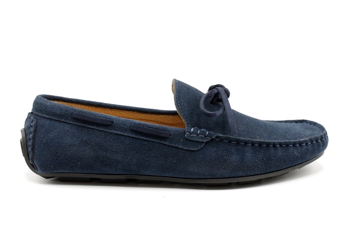 Mocassins bleu daim cuir intégrale pour homme