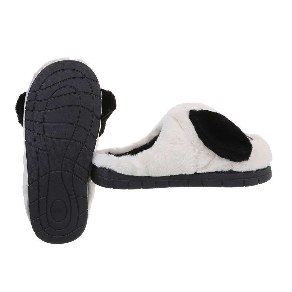 Chaussons fantaisie chien noir & blanc 