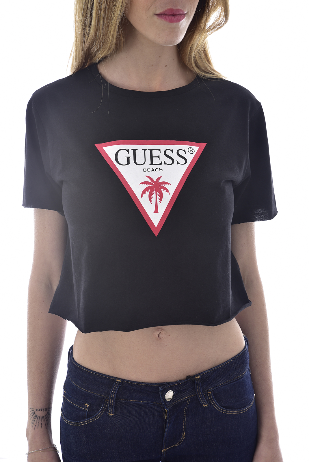 Top noir pour femme Guess - E02i01