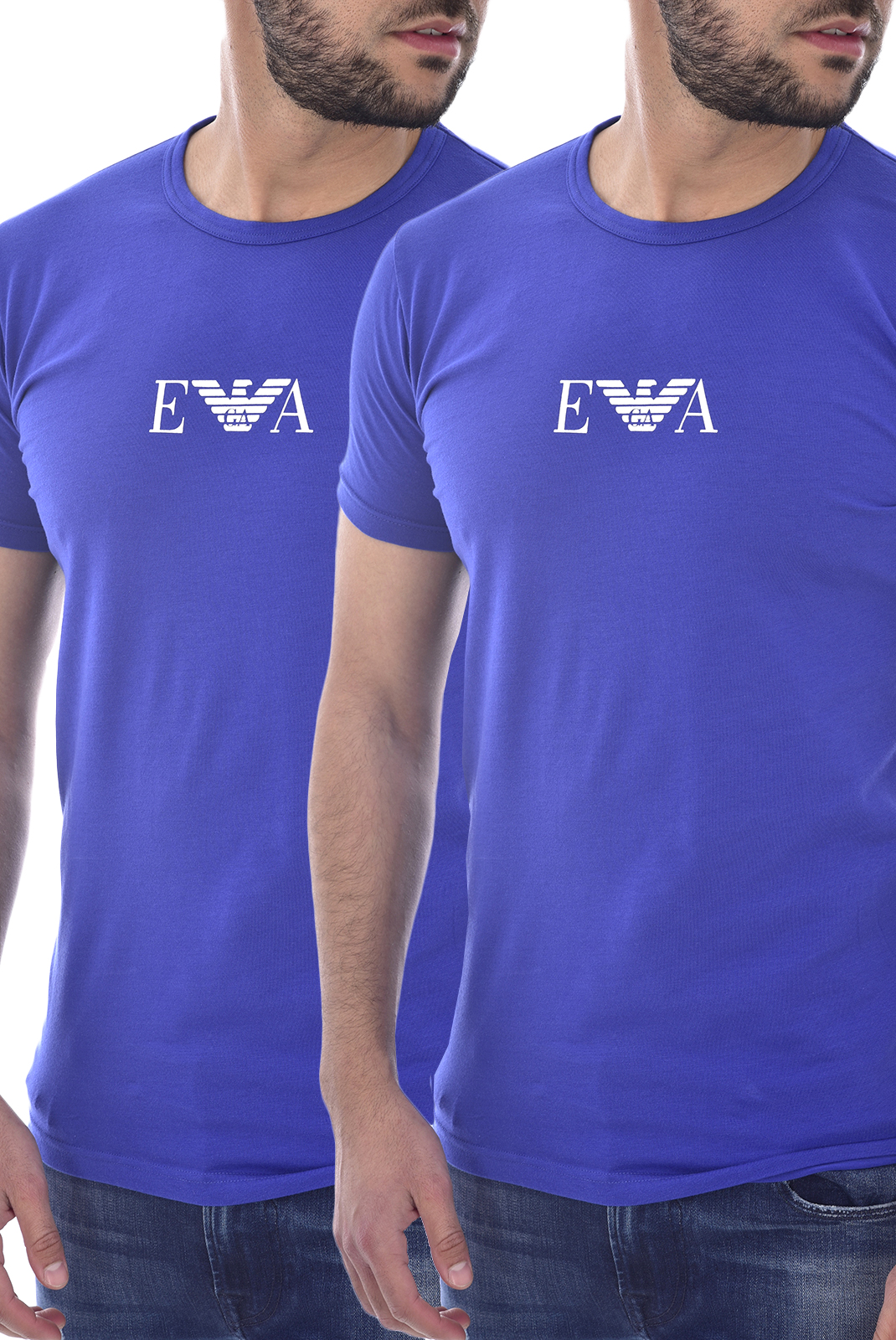 T-shirt à logo imprimé Coton Emporio Armani pour homme en coloris Bleu Homme Vêtements T-shirts T-shirts à manches courtes 