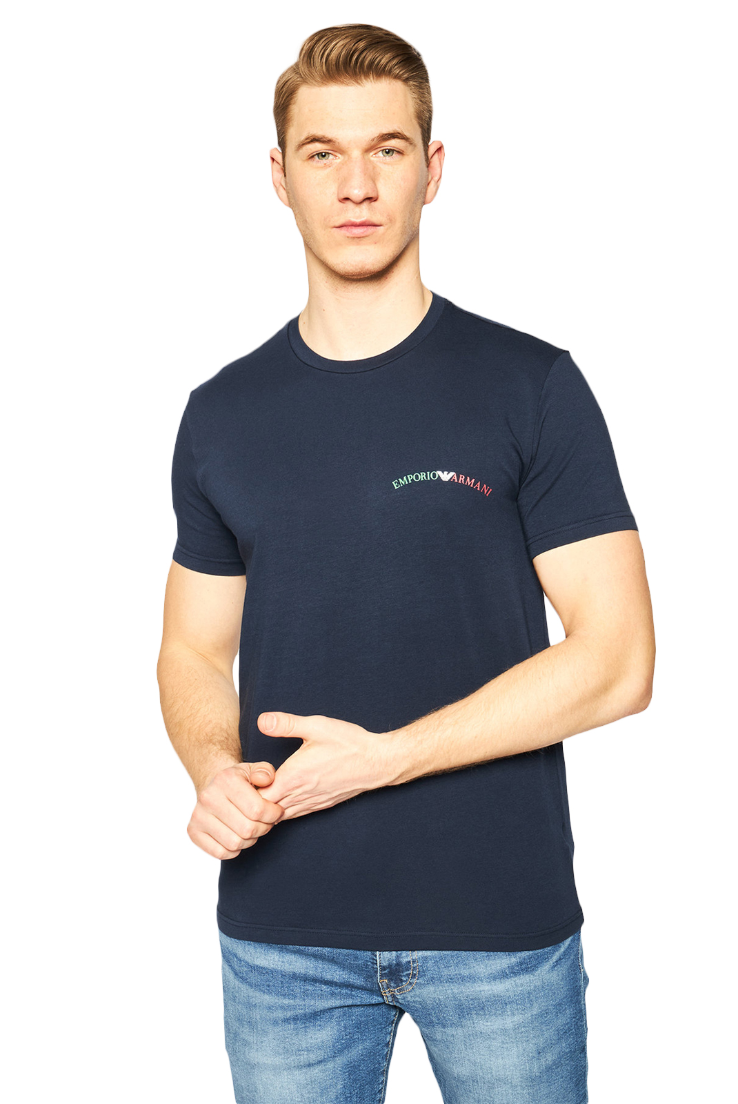 Tee-shirt bleu marine manches courtes Emporio Armani - 110853