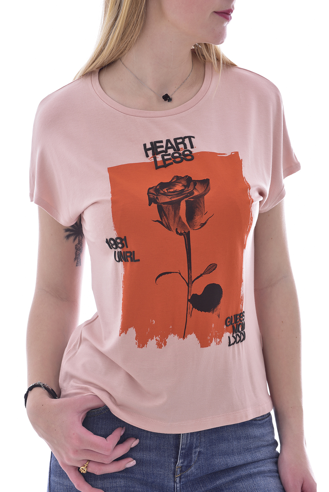 Tee-shirt rose à manches courtes Guess - W1ri69