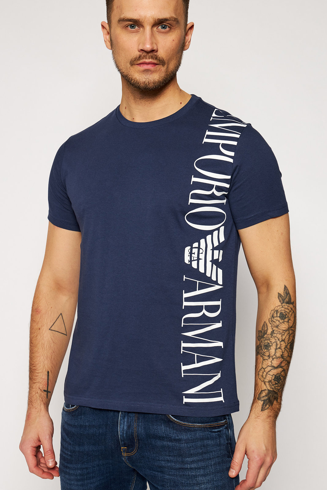  T-shirt bleu manches courtes Emporio Armani - 211831