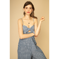 Jayloucy Combinaison Bleu Pantalon Ray Nud Sur Le Devant