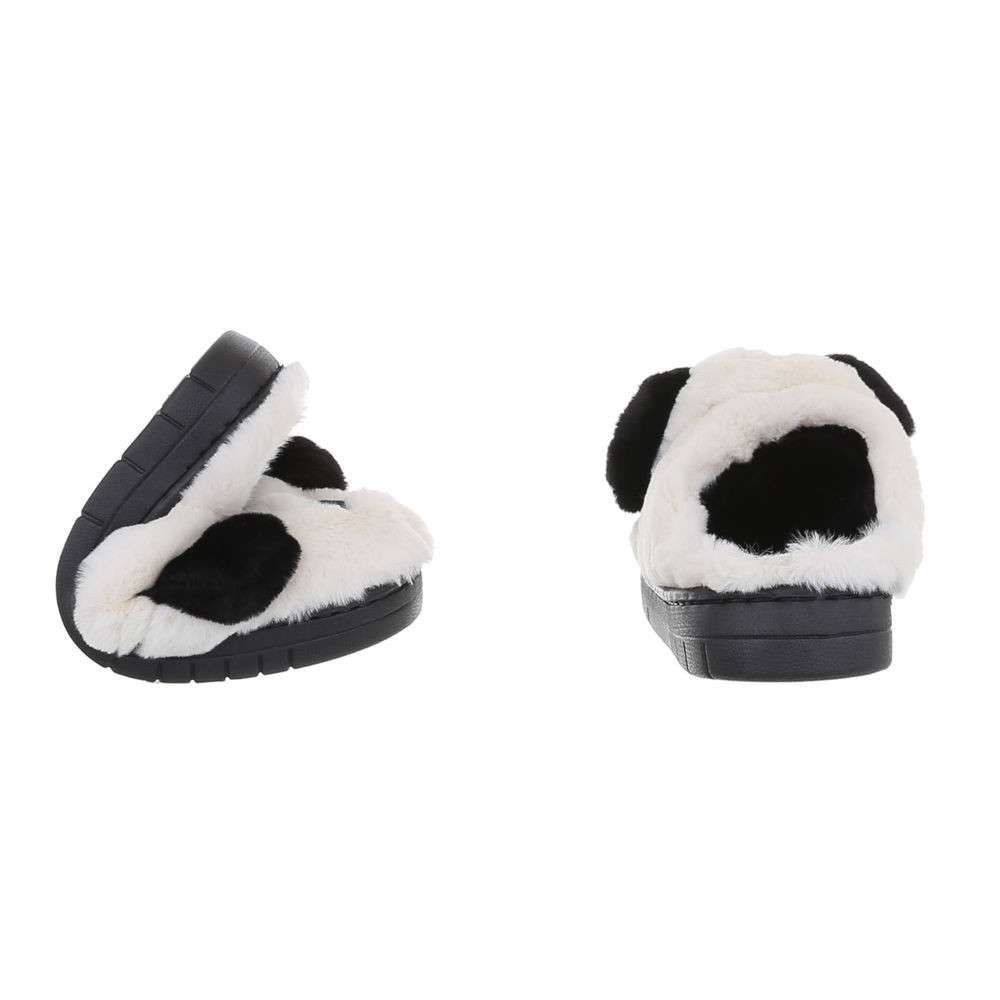 Chaussons fantaisie chien noir & blanc 