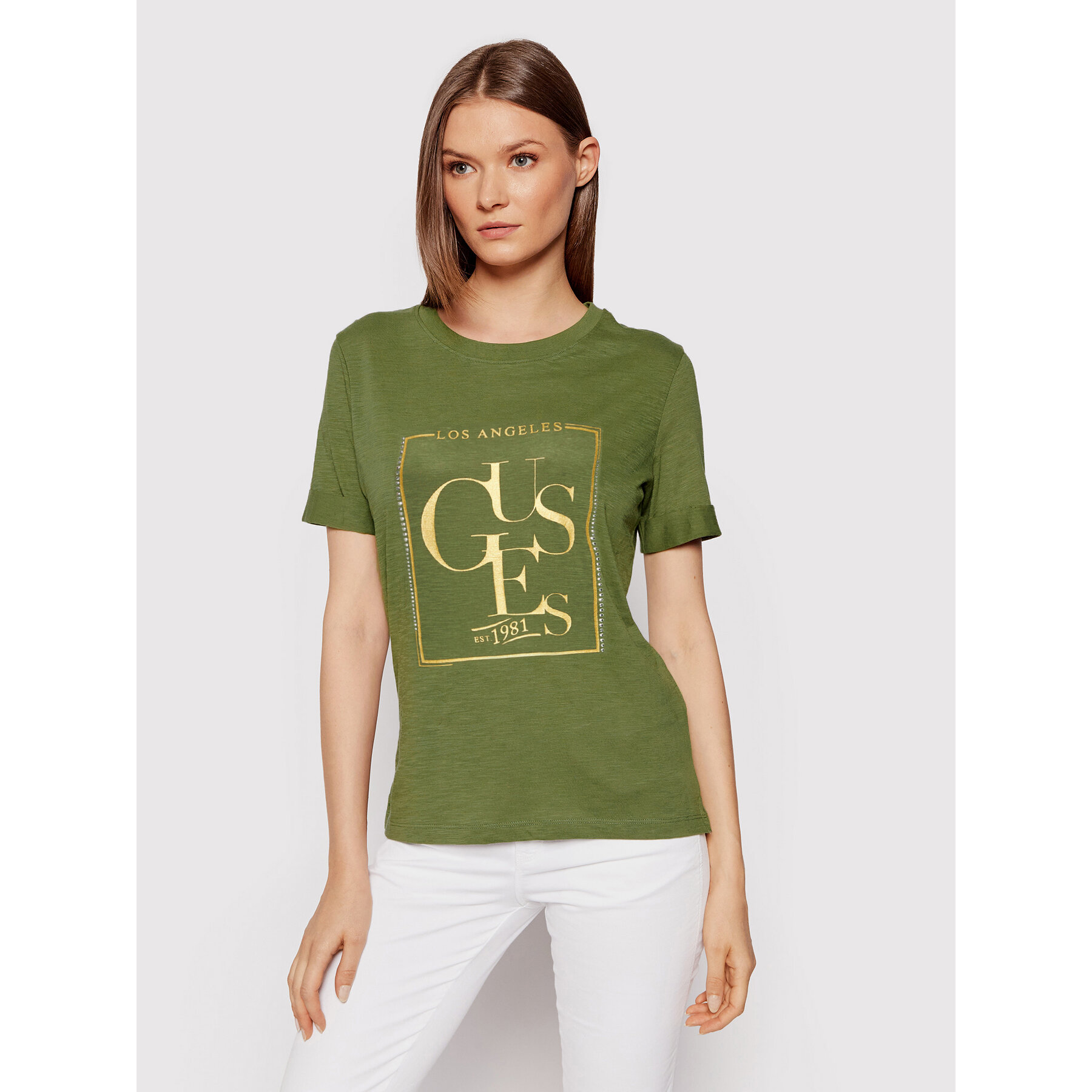 Tee-shirt vert Guess élégant pour femme - W1yi0q R8g00