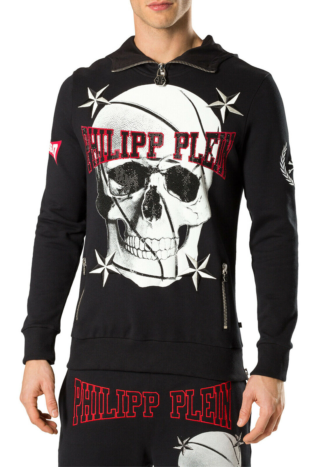 Philipp Plein Sweat Noir À Col Zippé Mjo0041 Bell