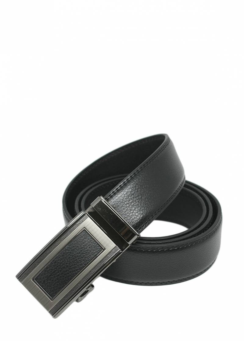 Ceinture A Boucle Automatique - Cuir Noir Pour Homme