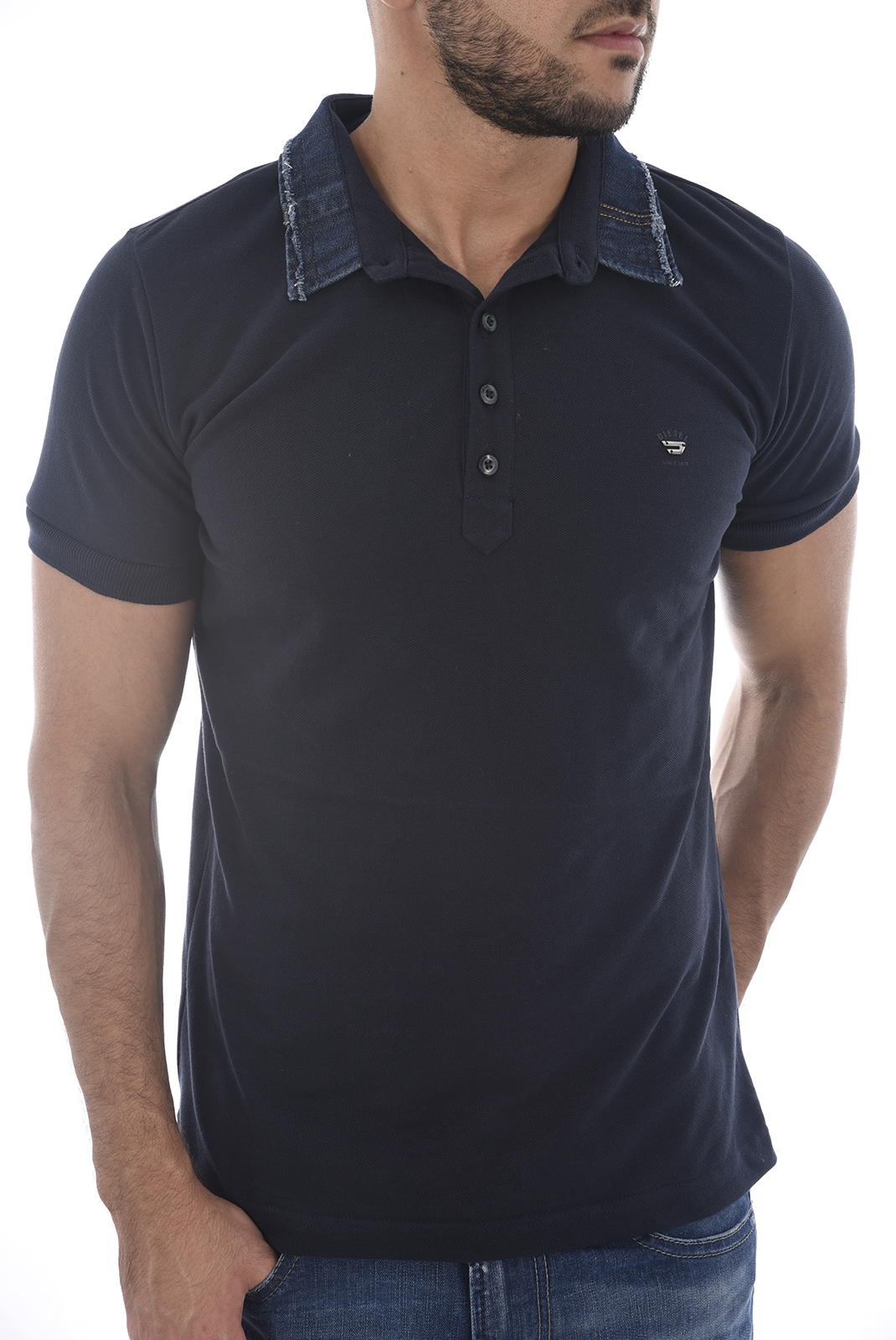 Polo bleu manches courtes homme - Diesel T-serpico