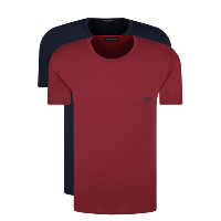 Coffret 2 Tee-shirts bleu & rouge pour homme Emporio Armani - 111670