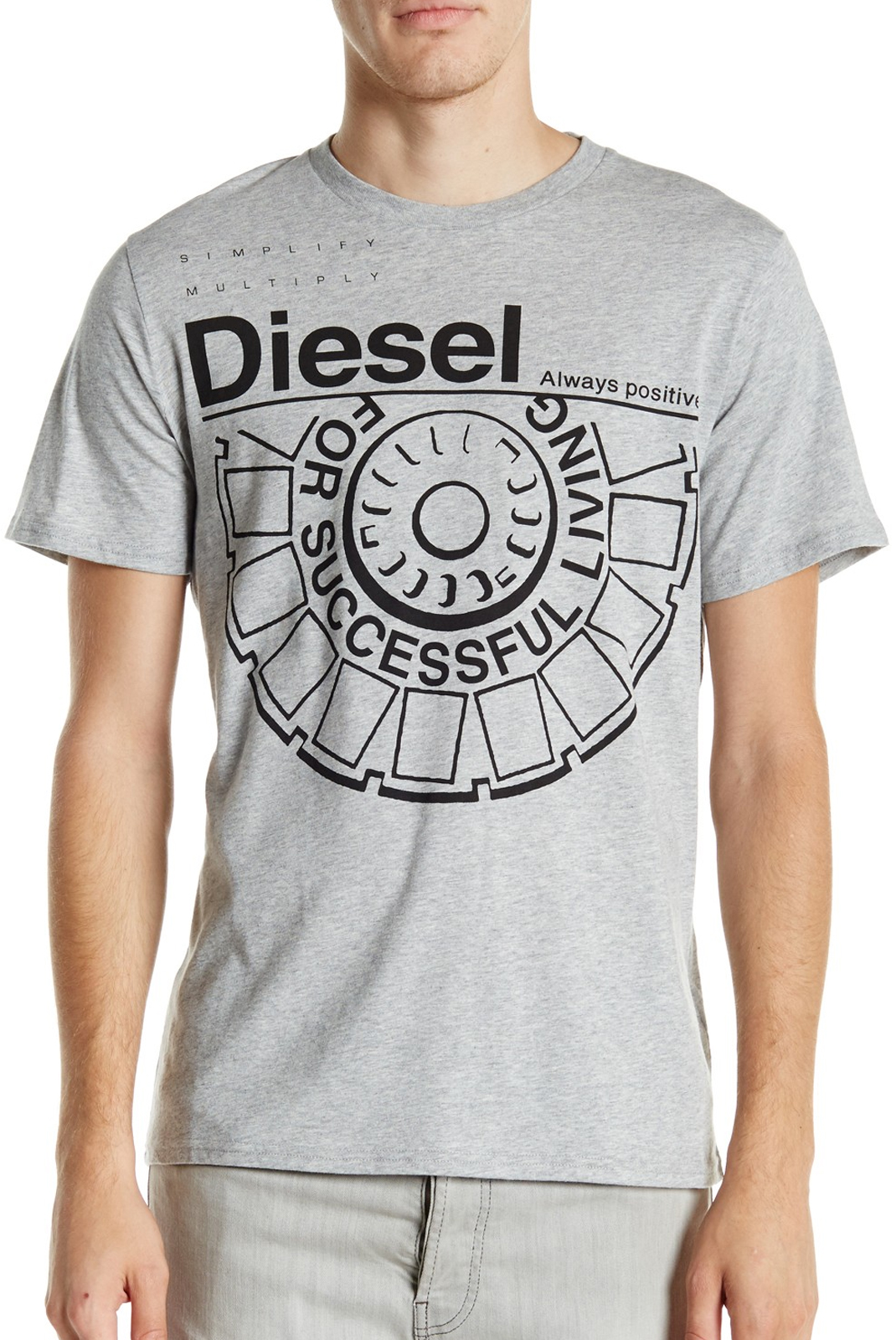Diesel Tee-shirt Gris En Coton À Manches Courtes Ballock