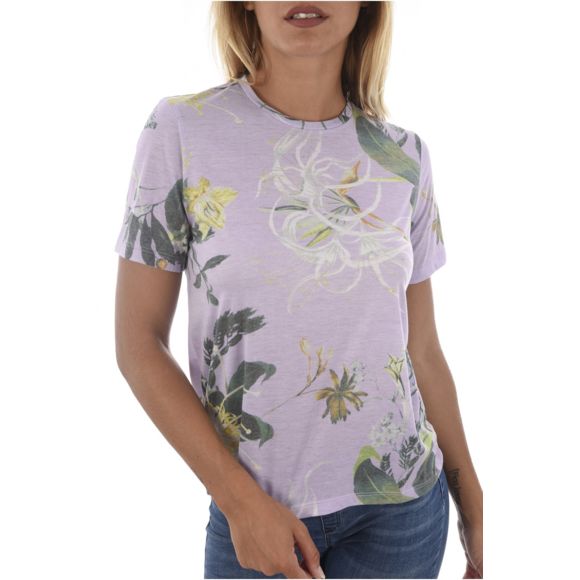 T-Shirt violet fleuri femme - Guess W82i26 