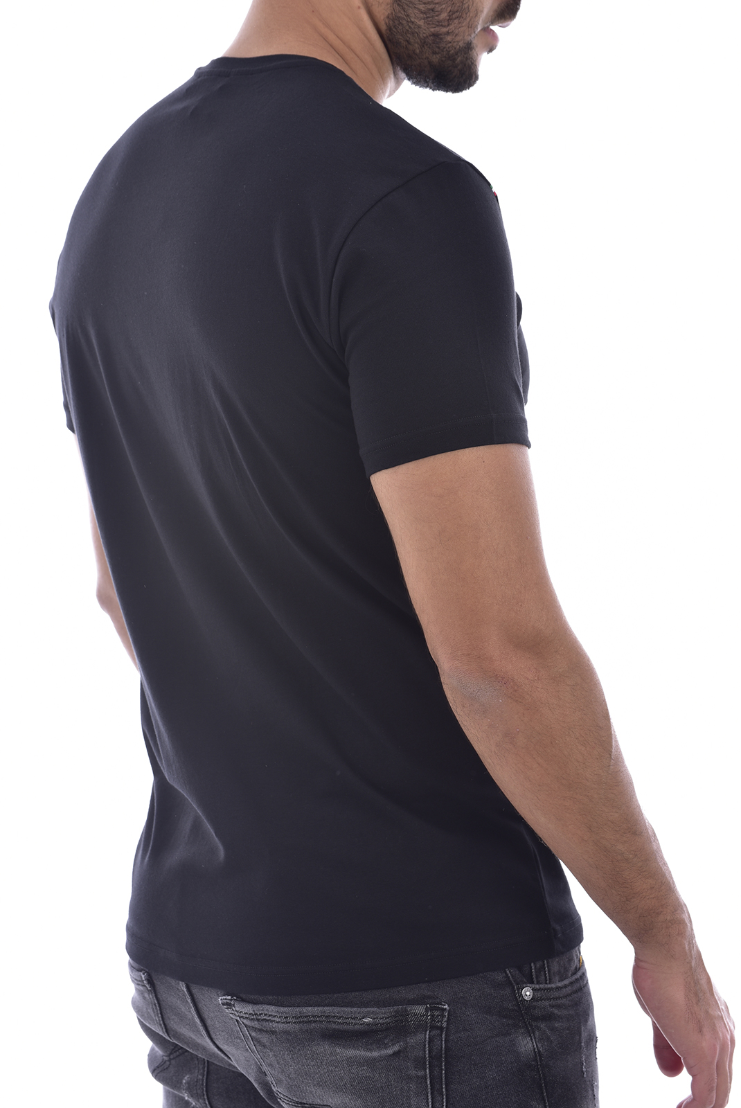Tee-shirt noir à bande tricolore Emporio Armani - 111556