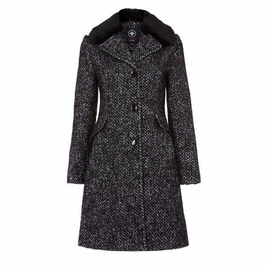 manteau laine noir femme