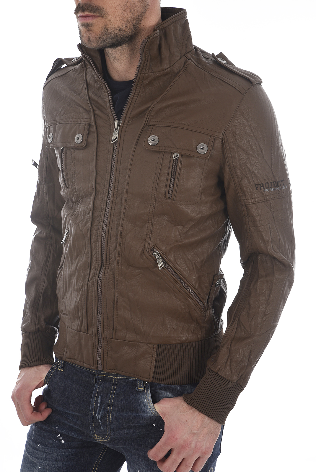 Project X Blouson Marron À Col Montant 