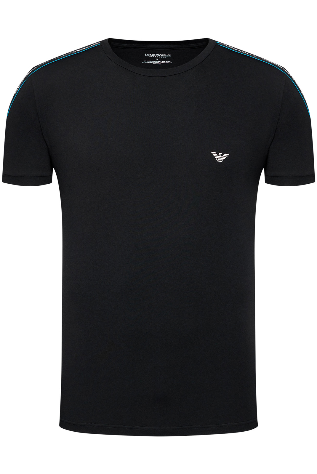 T-shirt Noir Avec Bande Brodé 111890 1p717 Emporio Armani