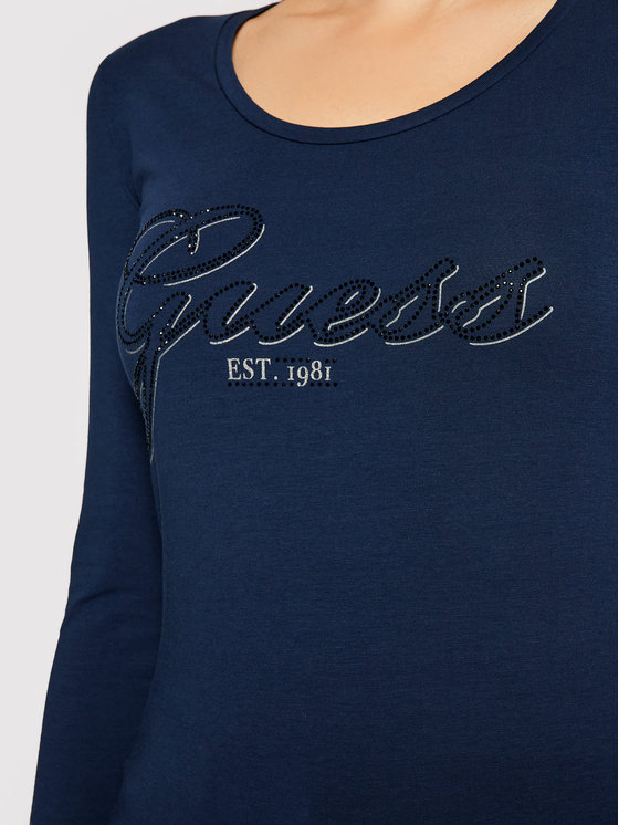 T-Shirt bleu femme - manches longues W1yi90 - Guess