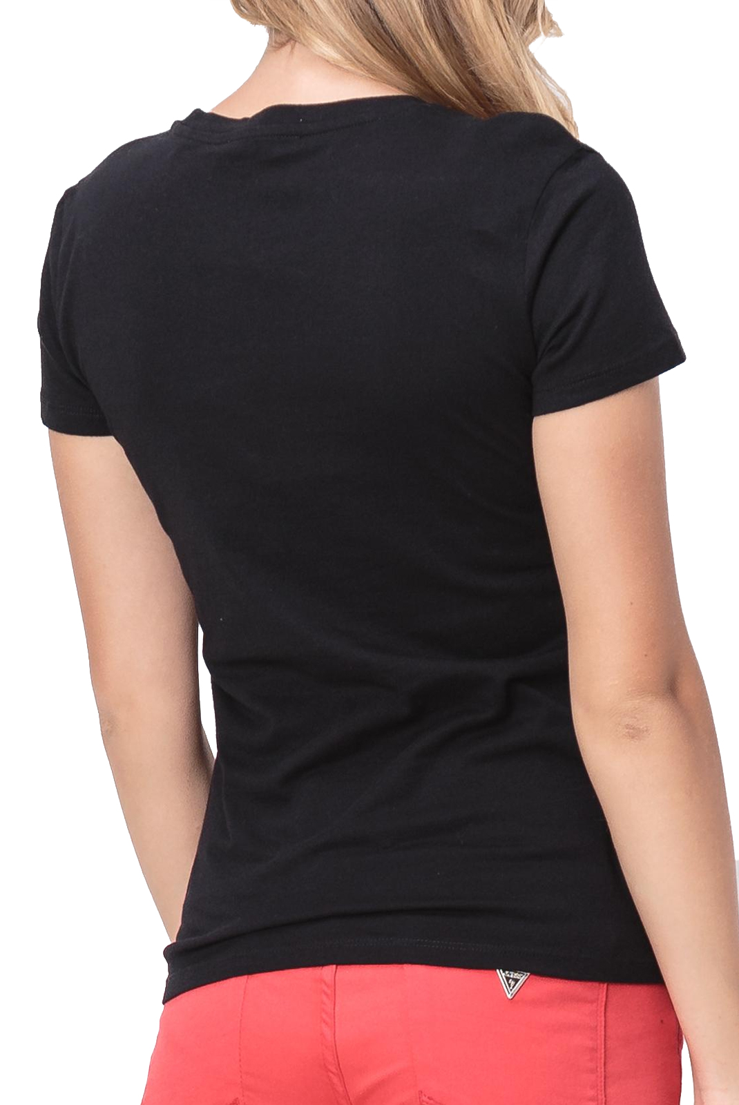 Tee-shirt noir strasse print femme Guess - W92i53