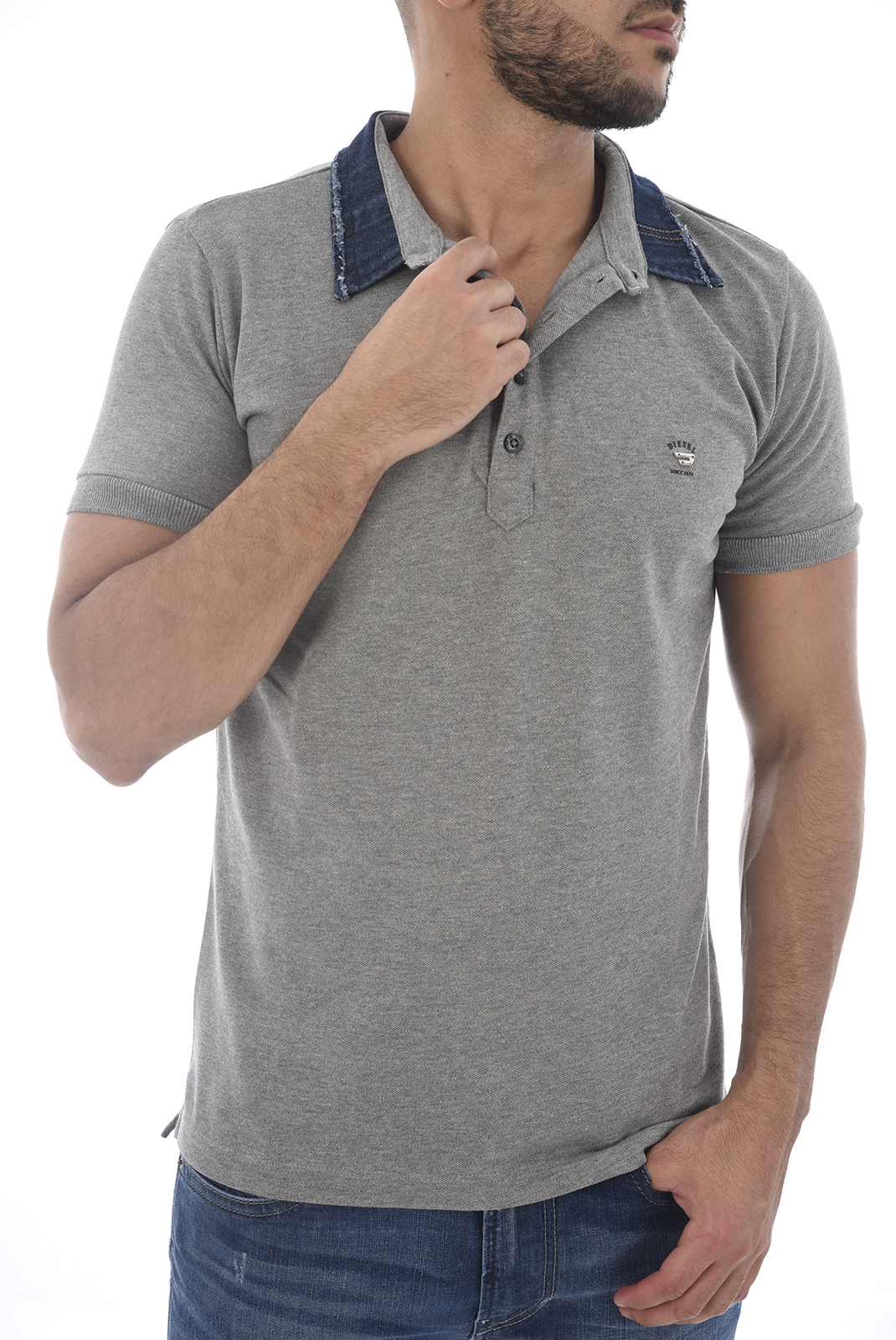 Polo gris pour homme manches courtes Diesel - Serpico