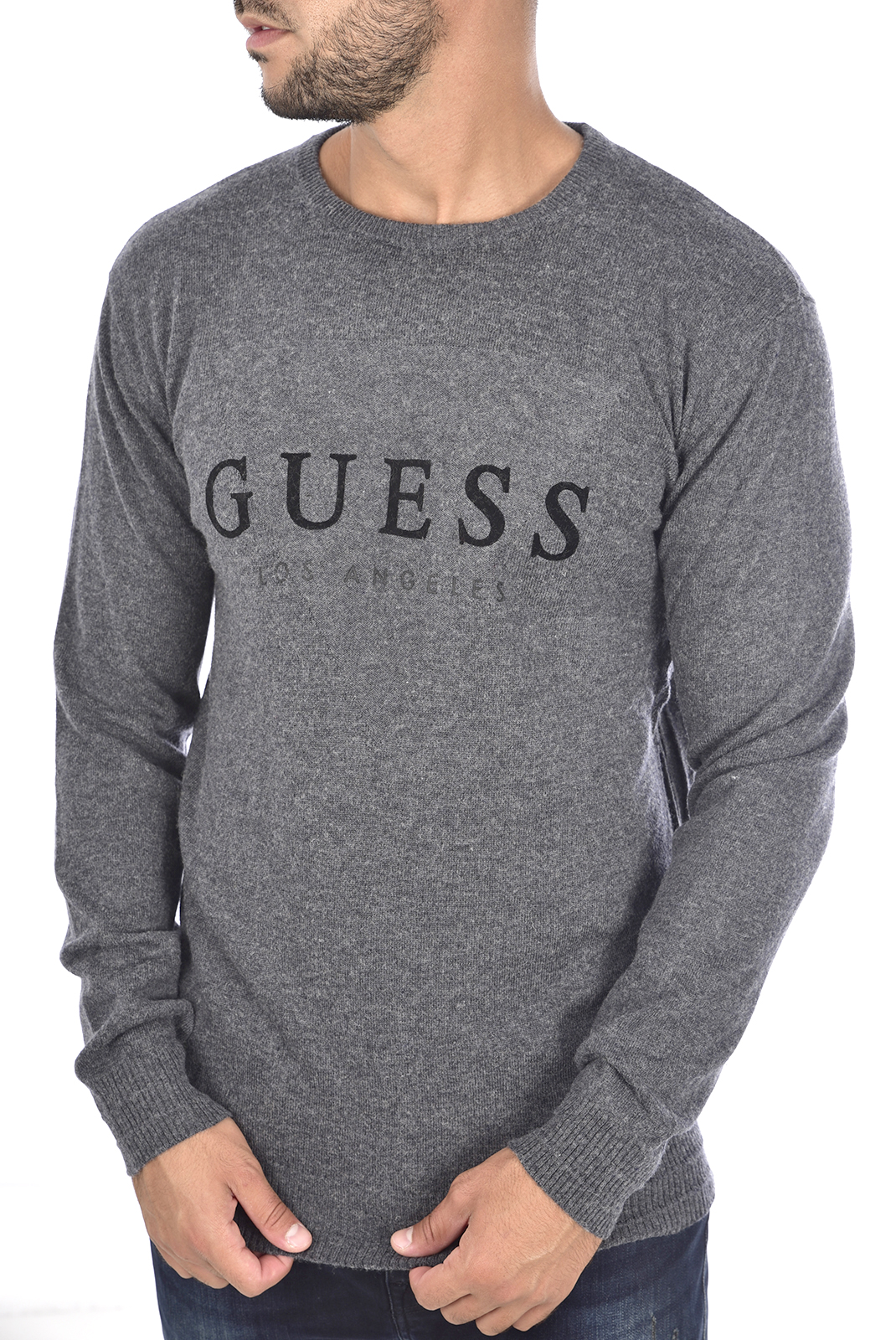 Pull gris manches longues homme - Guess M94r52