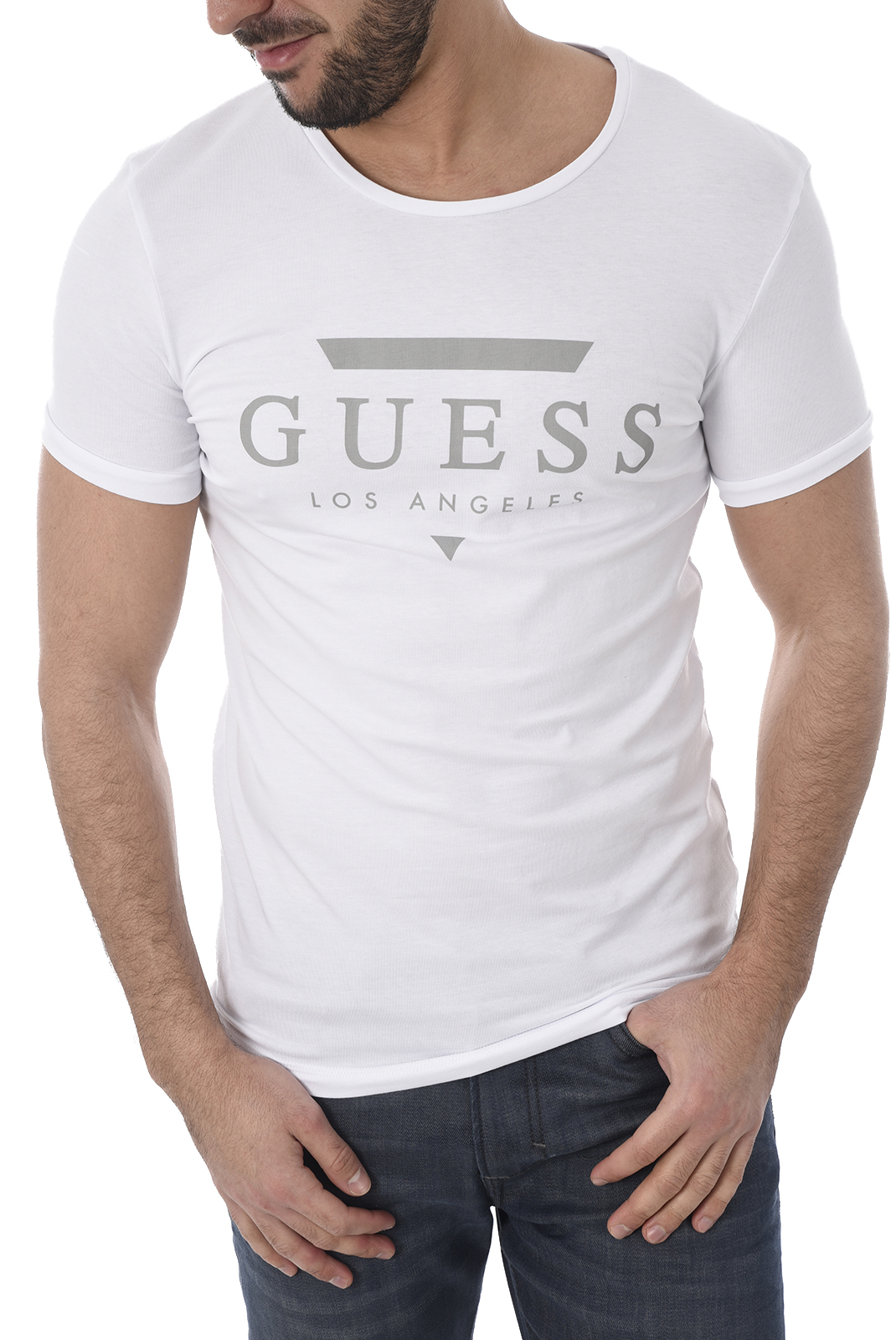 t shirt guess blanc