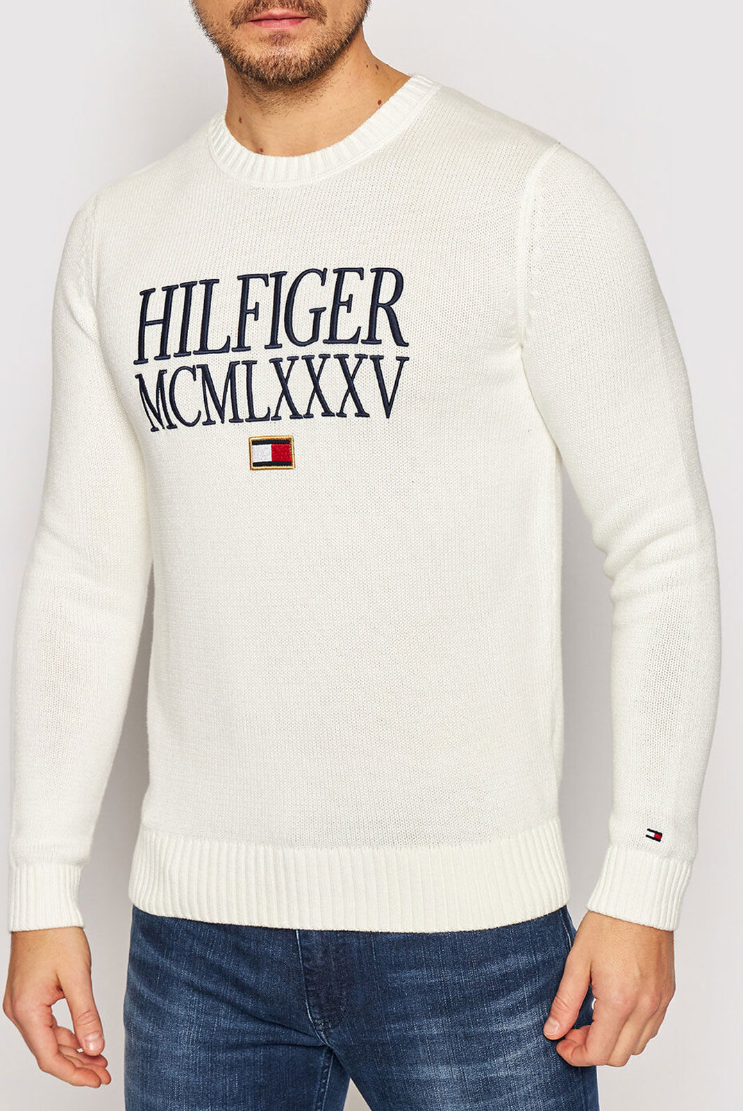 Pull blanc regular pour homme Tommy Hilfiger-  Mw0mw15456