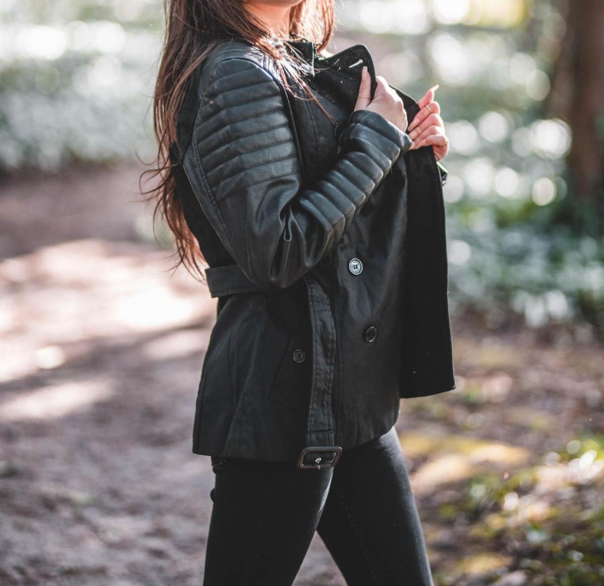 trench simili cuir noir femme