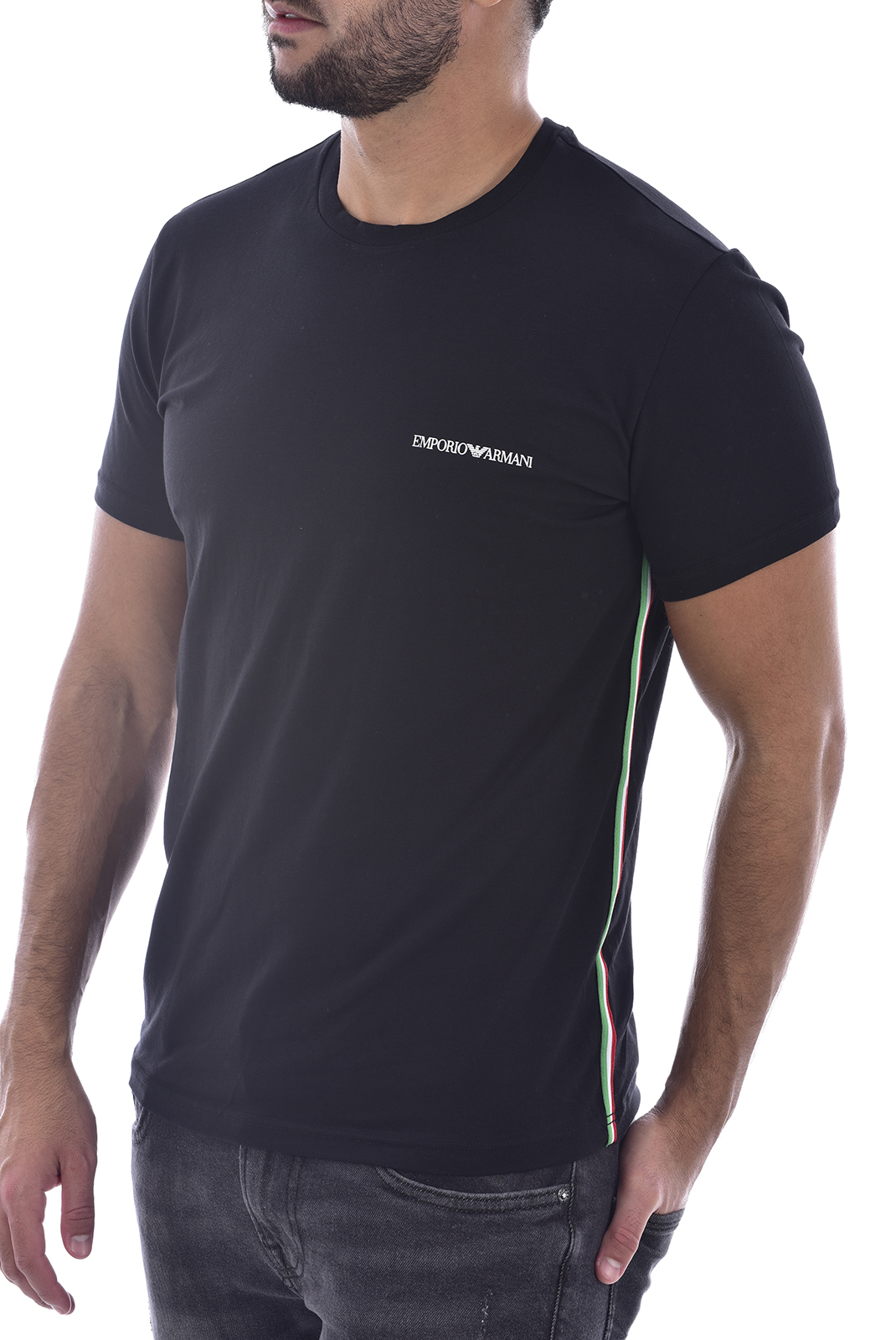 Emporio Armani Tee-shirt Noir Stretch Liseret 110853 0a510 