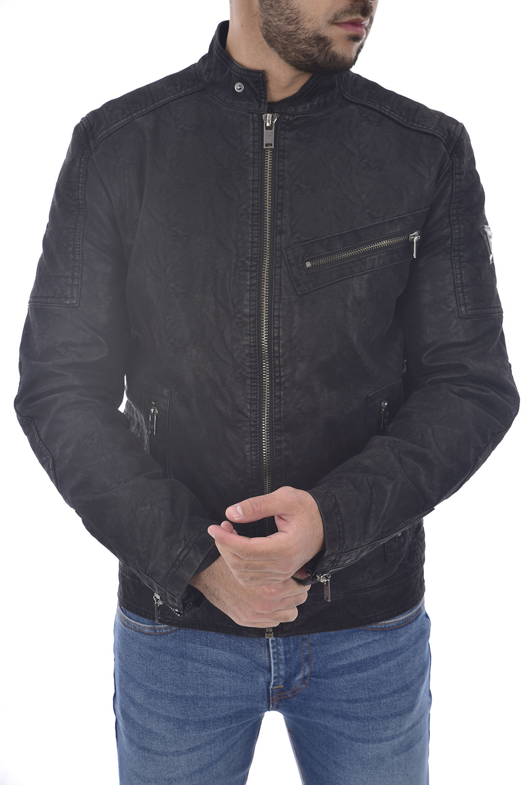 Blouson noir doublé avec rembourrage homme - Guess M84l20 