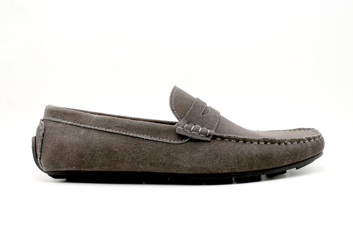 Mocassins gris en cuir - haute qualité pour homme