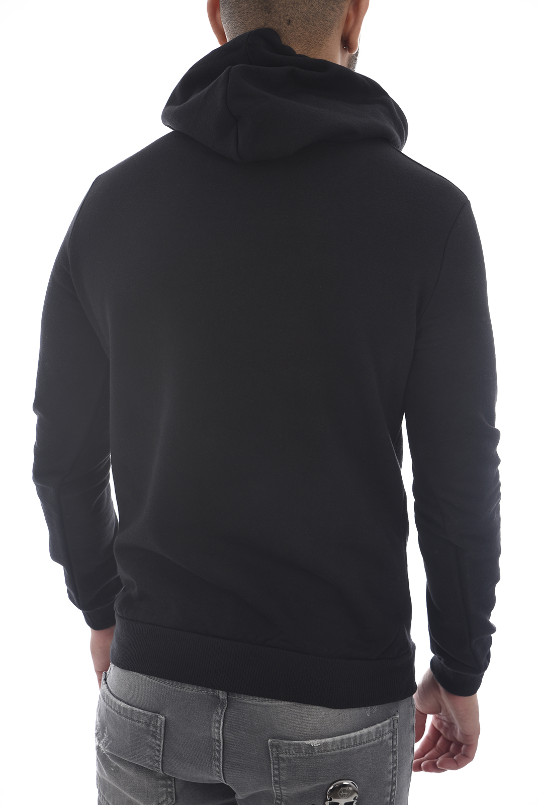 Pull en coton noir avec capuche homme - Goldenim