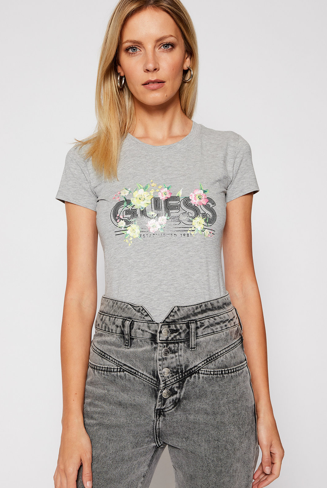 Tee-shirt gris slim fit pour femme Guess - W0bi71