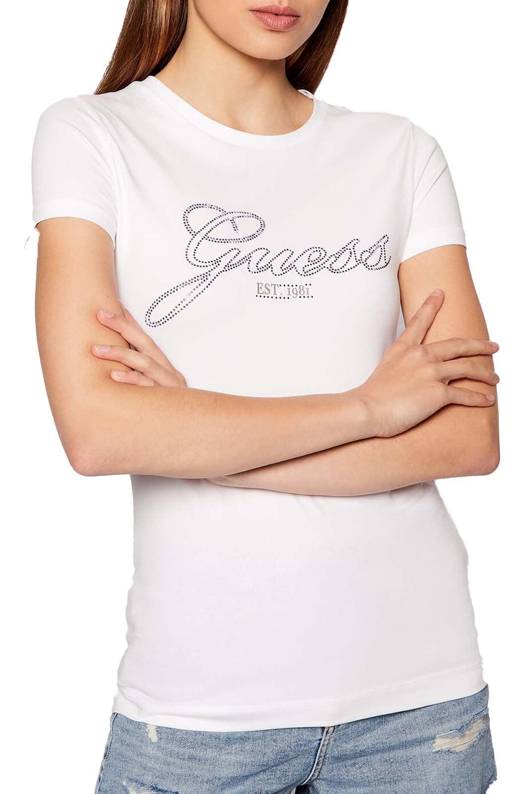 Tee-shirt blanc manches courtes W1yi85 - Guess