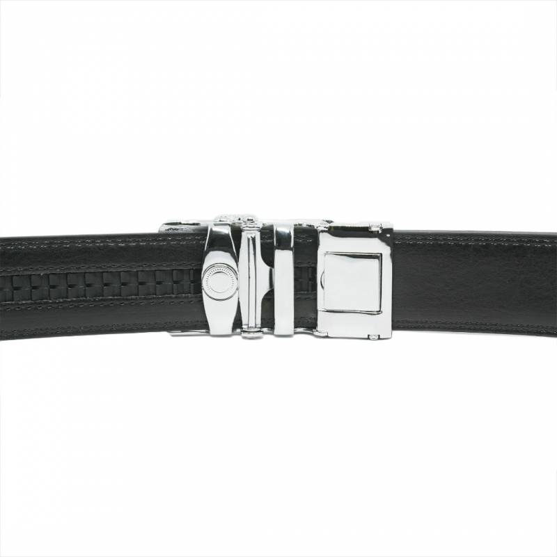 Ceinture A Boucle Automatique - Cuir Noir Pour Homme