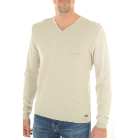 Pull beige uni coton homme - Guess M61r19 Col V