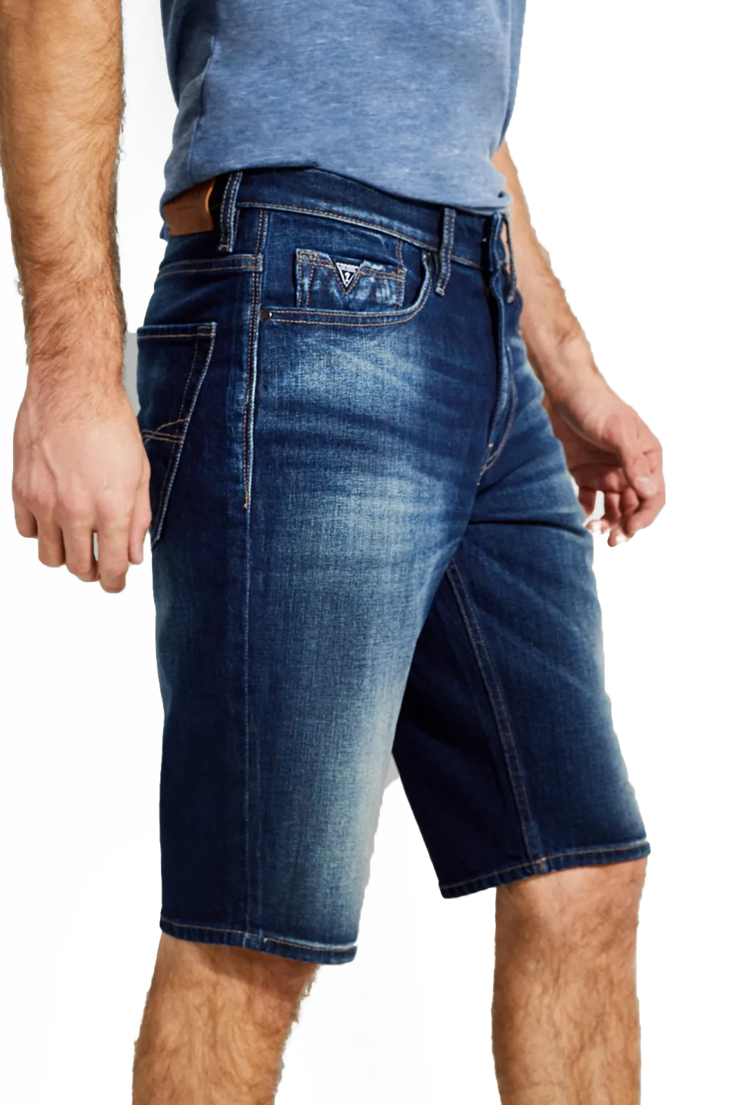 Short bleu denim taille basse pour homme Guess - M91av2