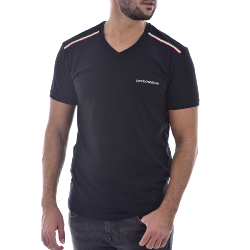 Emporio Armani Tee-shirt Noir À Bande Tricolore 111556 0a510 