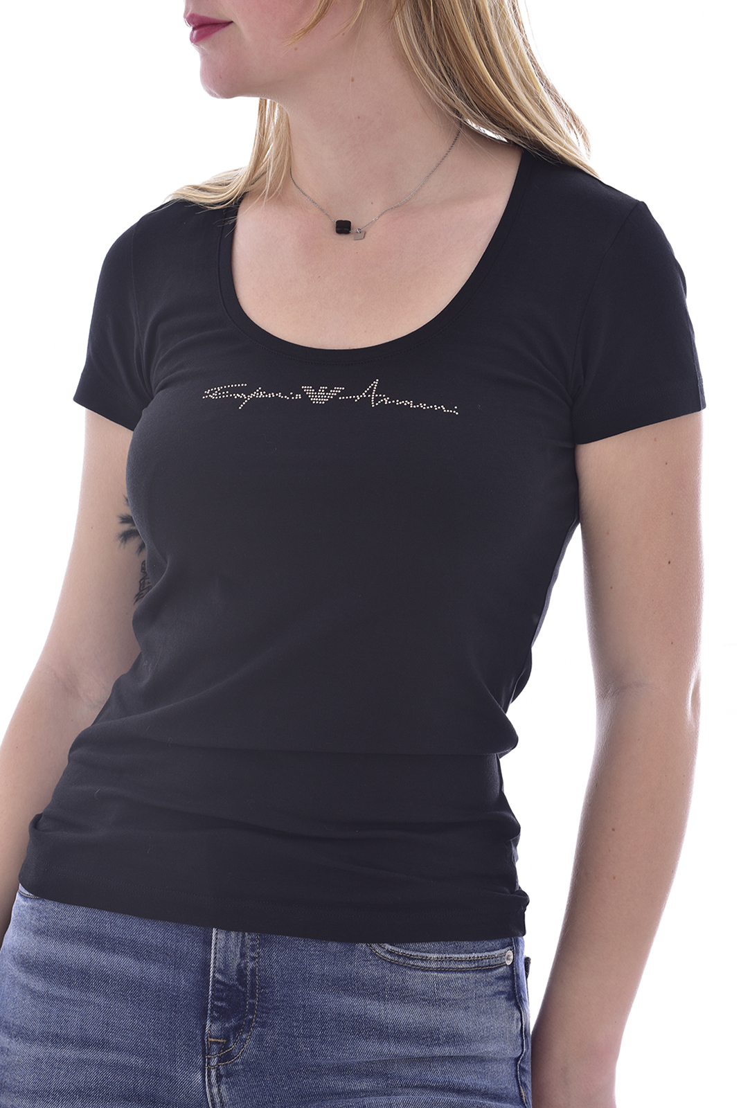 Emporio Armani Tee-shirt Noir Femme À Manches Courtes 163377 1P223
