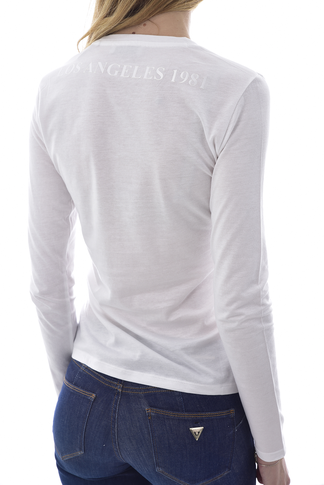 Guess Tee-shirt Blanc À Manches Longues W0gi24 