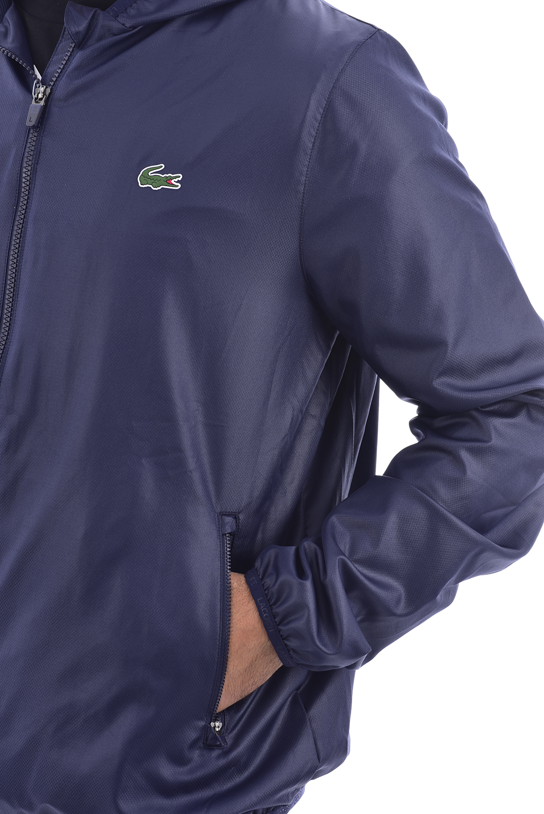 Blouson doublé bleu avec capuche Lacoste - BH3589