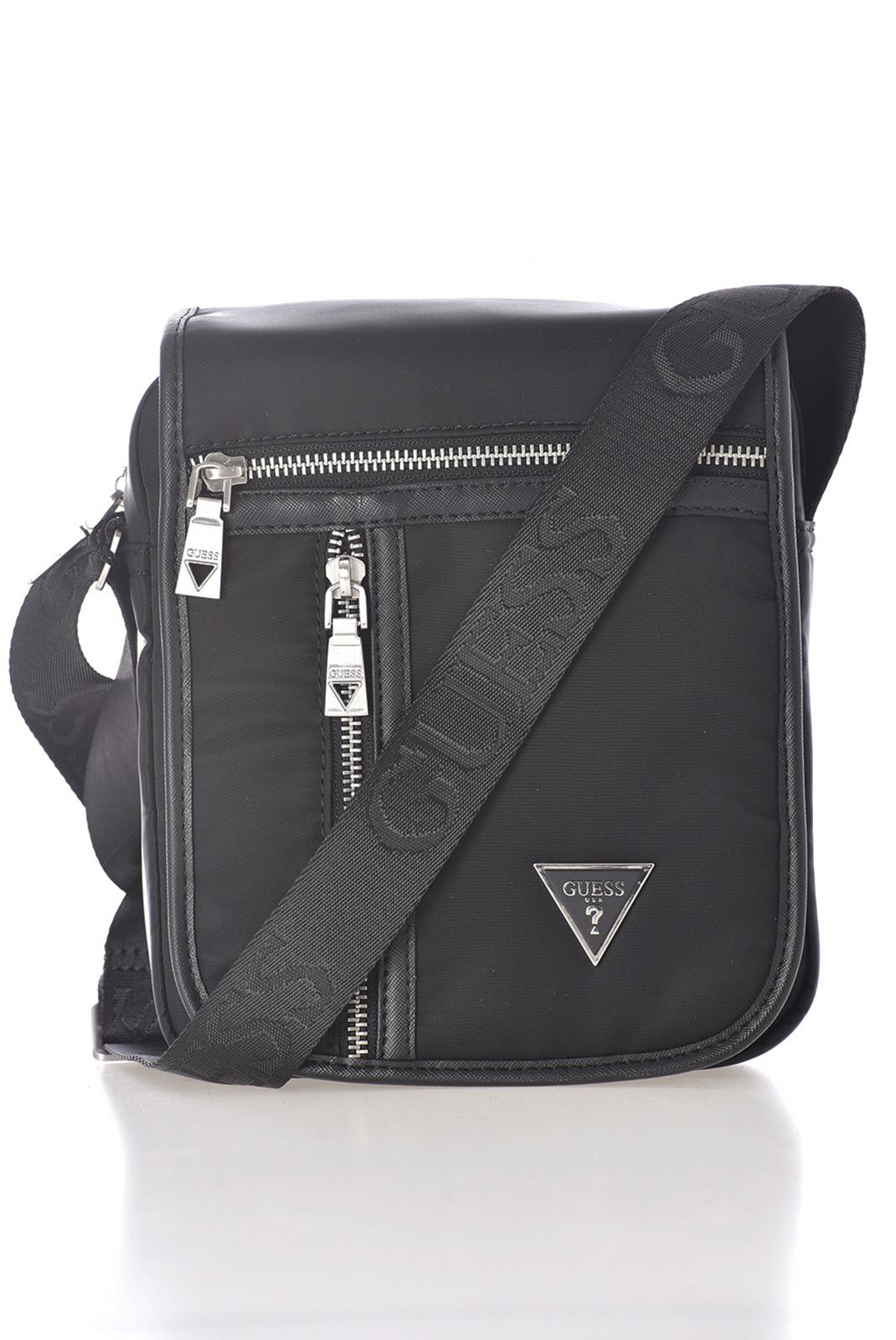 Sacoche Noir Multipoches À Logo Guess Jeans