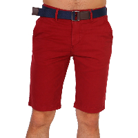 Bermuda Bordeaux En Coton Avec Ceinture Amovible LPCH15 Kaygo