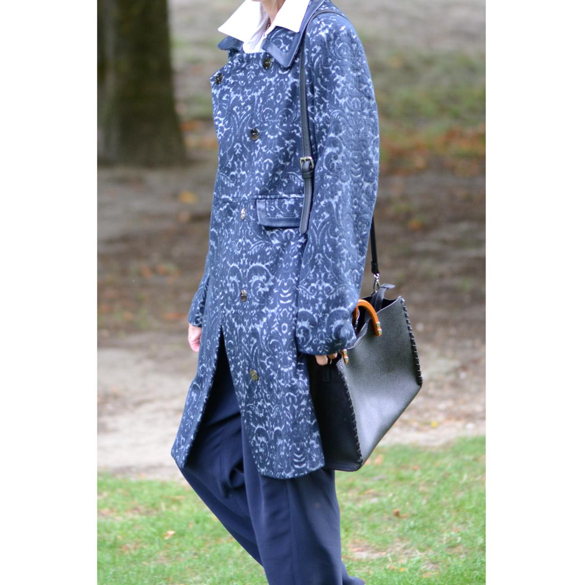 Trench bleu à motifs pour femme