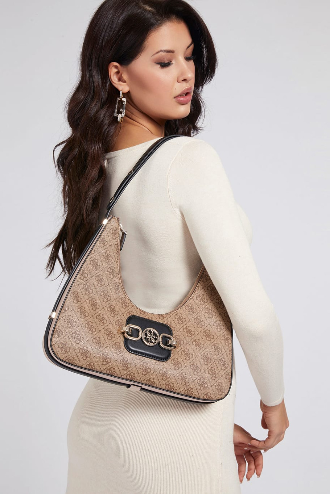  Sac à main marron porté épaule Guess - Hwsg81