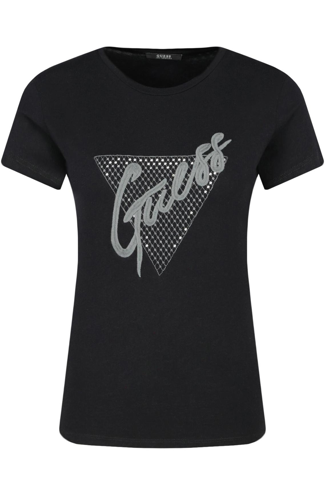 Tee-shirt noir strasse print femme Guess - W92i53