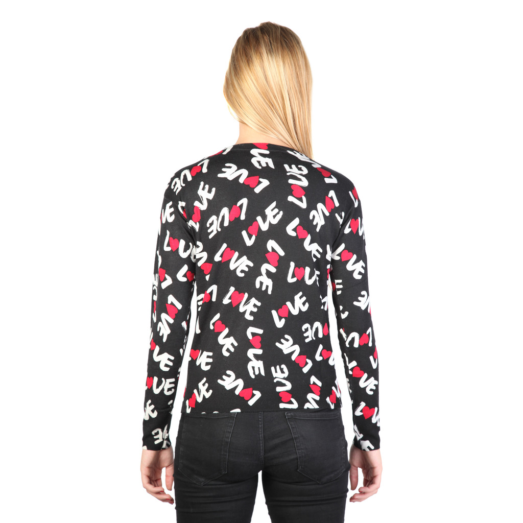Love Moschino Pull Noir Imprimé Love En Laine Mélangé