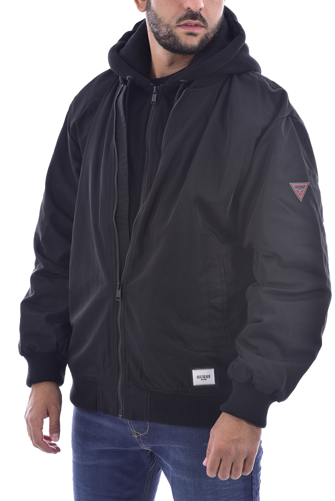 Manteau noir homme - Blouson regular fit Guess - M0bl60 - PRIX PROMO