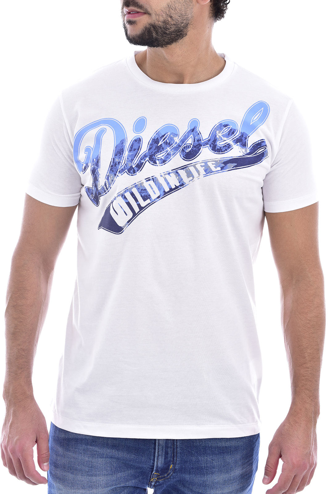 Tee-shirt blanc à col rond Diesel homme - Oocy1l Wild